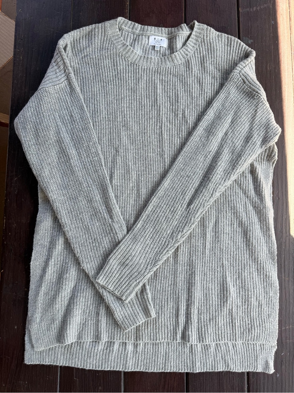 Six Crisp Days Gray Rib Knit Crewneck Pullover Sweater Size Women’s M/L